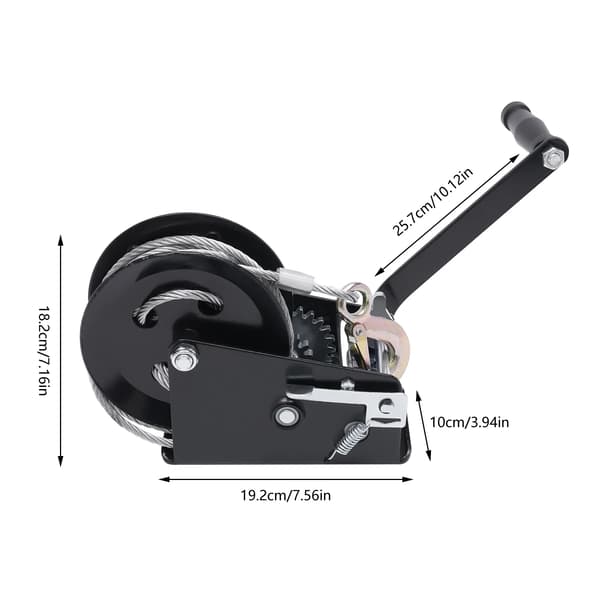 Håndvinsch, 3500 lbs kapacitet, ergonomisk design,sort, 10M kabel