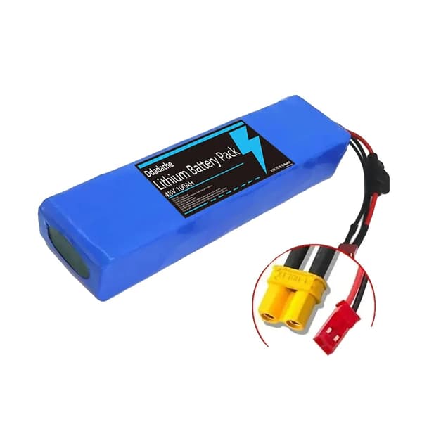 Lithium-ion batteripakke, 100 Ah kapacitet, 48V konfiguration,XT30-JST