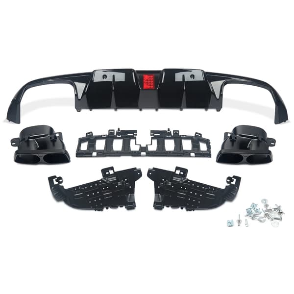 Bumper Diffuser, PP Plastmateriale, Kompatibel med AMG-Line Modeller,Glans Sort