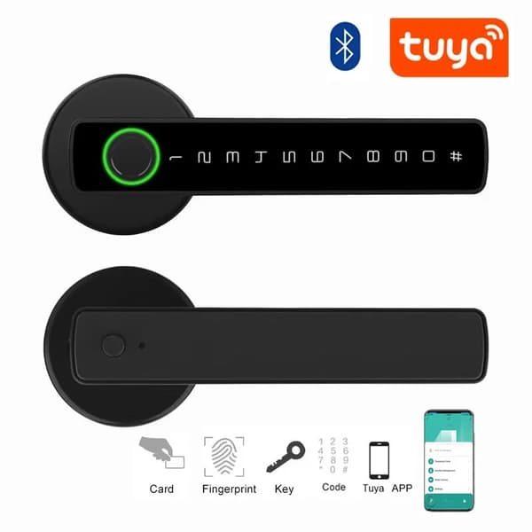 Fingeravtrycksdörrlås, Biometrisk Åtkomst, Smartphonekontroll,Bluetooth Tuya