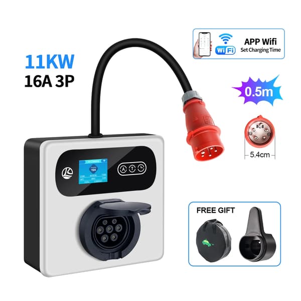 EV-laddare, 11KW/22KW effekt, app-styrd timer,11KW, Typ2