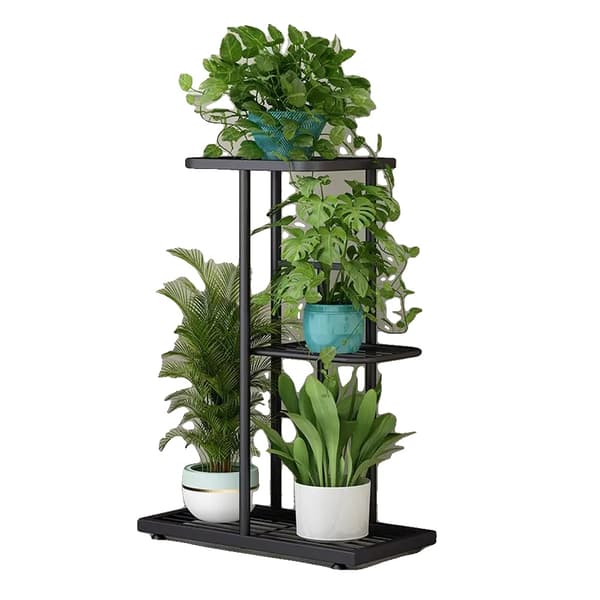 Växtställ, 3 nivåer, mångsidig design,svart