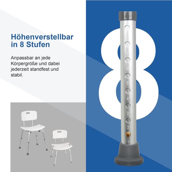 Duschstol, Höjdjusterbar, Ergonomisk Design,VIT