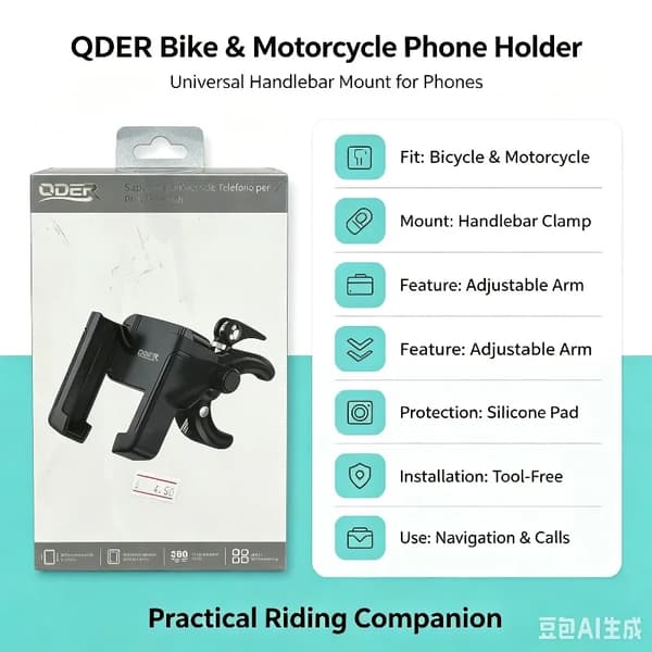Telefonholder, Stødabsorberende Design, 360-Graders Rotation,sort