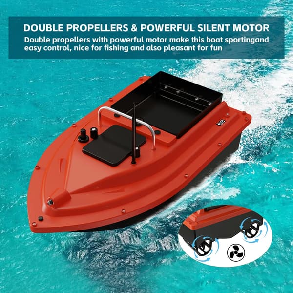 Baitbåt, GPS-navigering, lång räckvidd,D16B Röd 12000mAh