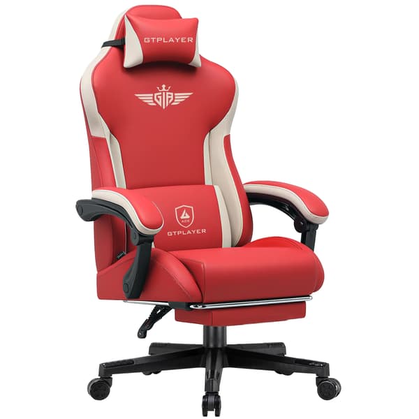 Spelstol, Ergonomisk Design, Justerbart Ryggstöd,Röd PVC