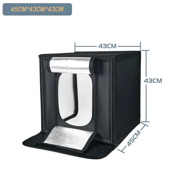Fotostudio Lightbox, Dæmpbar Belysning, Sammenklappeligt Design,45cm