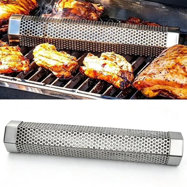 Røgrør, Hexagonal Design, Praktisk Grilltilbehør,Sort