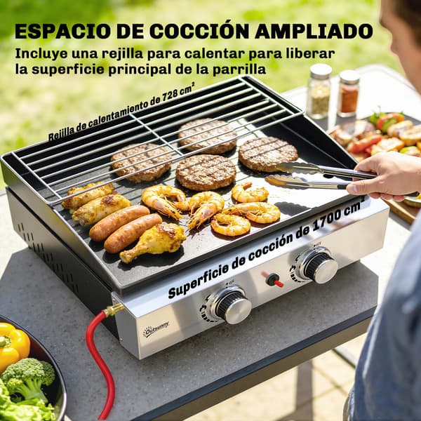 Gasgrill, 2 brændere, bærbart design,sort
