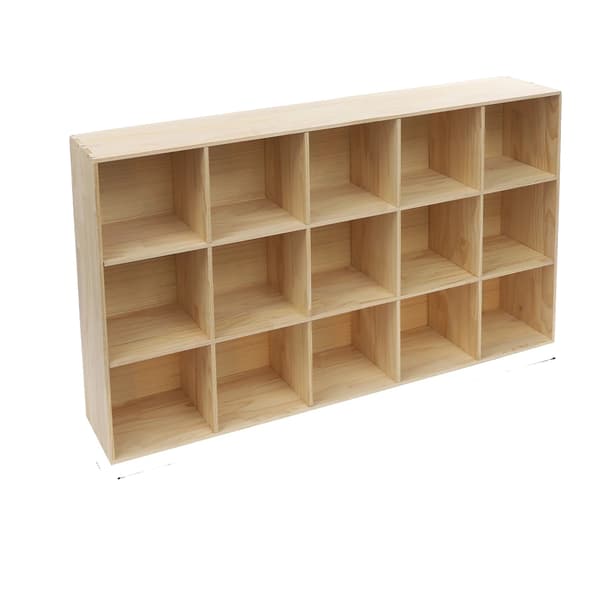 Bogreol, 3-niveau design, 15 rum,Log Farve