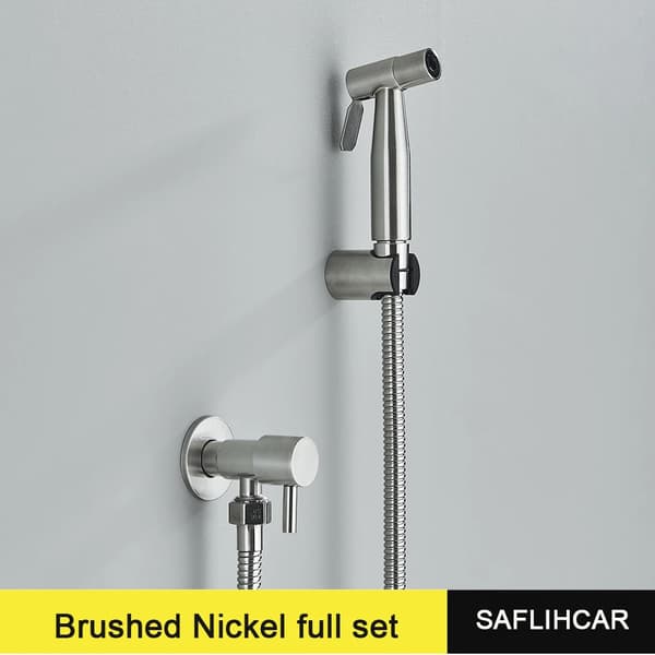 Bidet Sprayer, Rustfrit Stål, Væghængt,Nickel fuld aet
