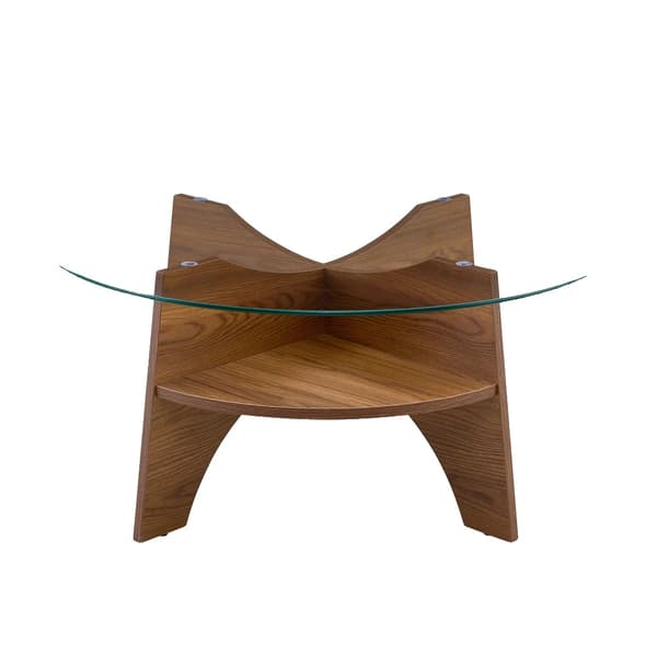 Sidebord, Multifunktionelt Design, Holdbart MDF og Glas,Valnød-Gennemsigtig