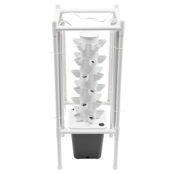 Hydroponiskt växtkit, vertikal design, LED-växtlampor ingår,EU-plugg-grå