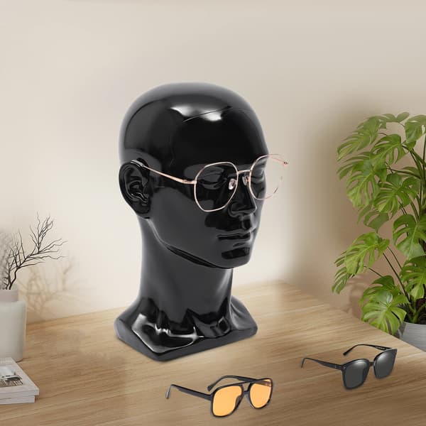 Mannequin Hoved, Holdbar PVC, Stabil Displaybase,Sort