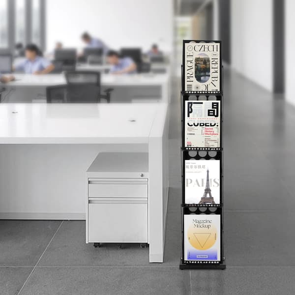 Magasinholder, Foldbart Design, Rummelig Opbevaringsplads,sort