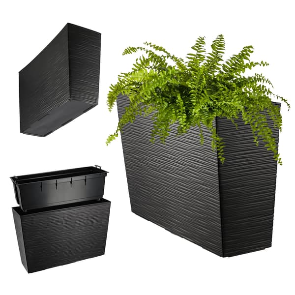 Blomsterkrukke, Holdbart Design, Indbygget Vandingssystem,Sort