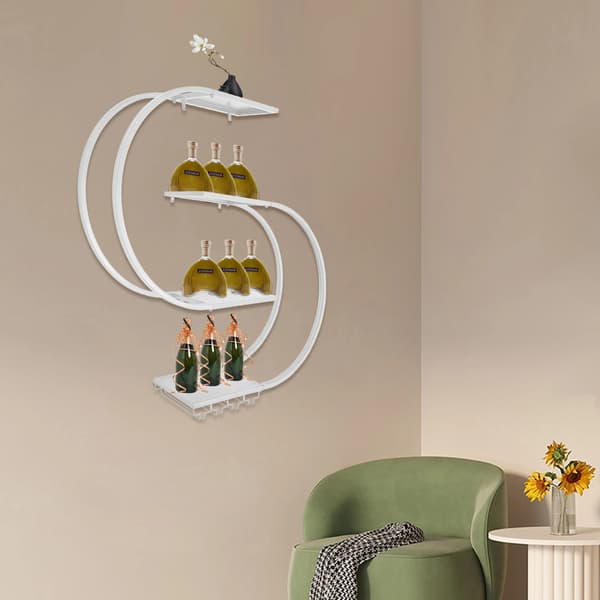 Vinhylla, Väggmonterad, 4-Tier Förvaring,Vit