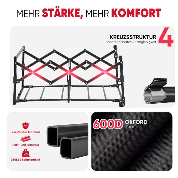 Håndvogn, 100 kg kapacitet, sammenfoldeligt design,sort