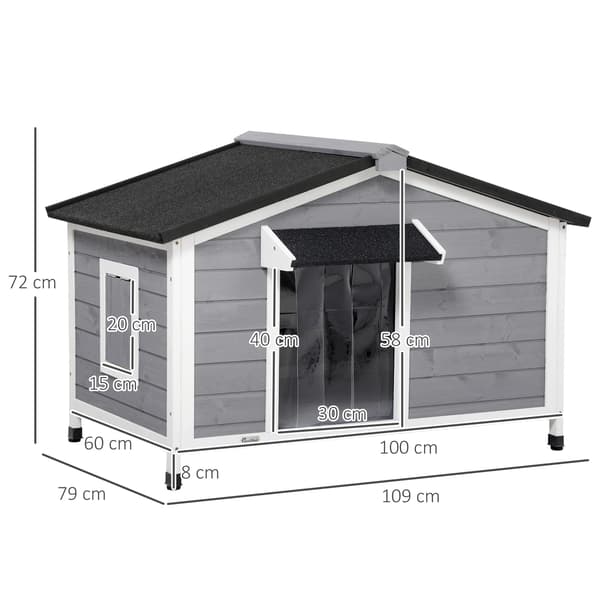 Hundehus, Solid Træ, 109 cm Længde, 79 cm Bredde, 72 cm Højde, Egnet til Store Hunde op til 20 kg