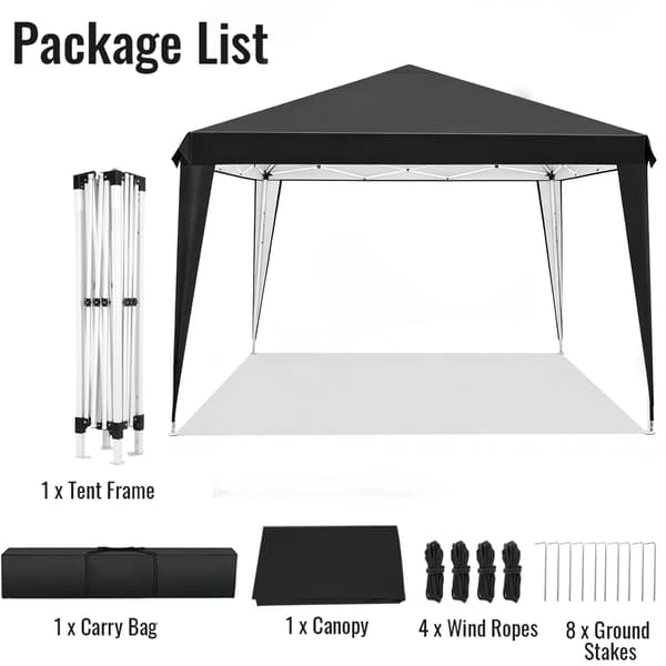 Pop-Up Markise, Vejrbeskyttelse, Bærbart Design,sort