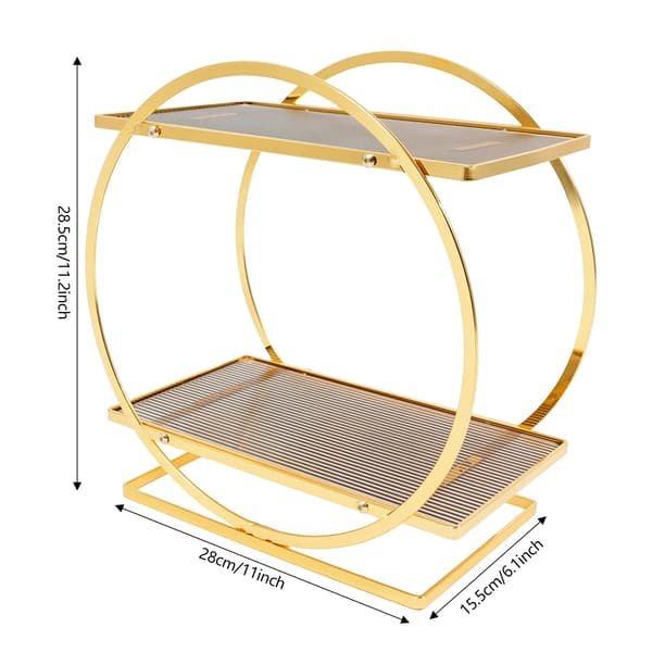 Makeup Organizer, Två-nivå Design, Hållbar och Stilig,Guld