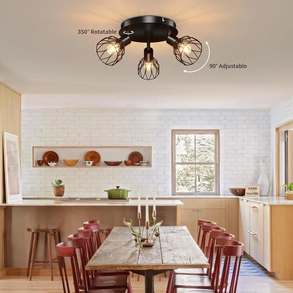 Loftlampe, Industriel Stil, Justerbart Spotlys,sort, Ingen pære