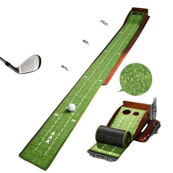 Golfmatta, Automatisk Bollåtervinning, Solid Träbas,grön