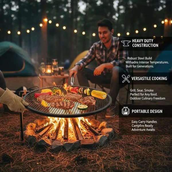 Grillrist, Bærbar Design, Holdbart Stål,Lys Grå