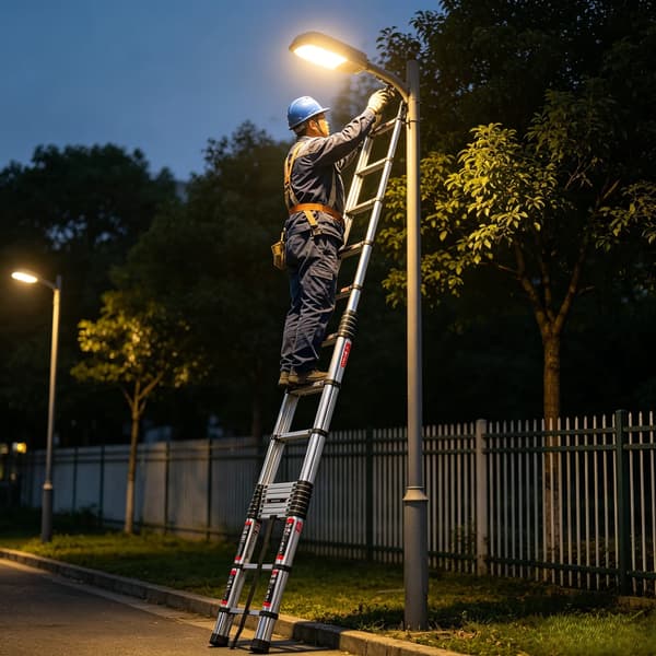 Teleskopstige, Rustfrit Stål, 150 KG Vægtkapacitet,Sølv