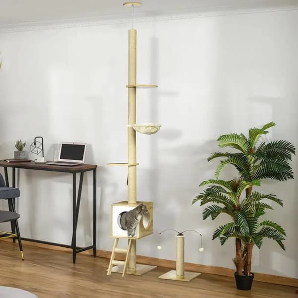 Kattetree, Justerbar Højde, Multi-Niveau Design,hær grøn