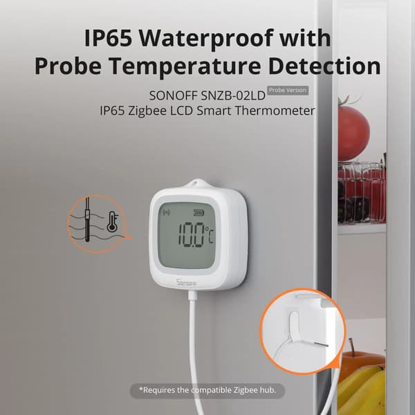 Temperatursensor, Zigbee-anslutning, Vattentålig design,SNZB-02LD