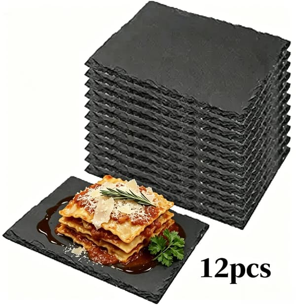 Serveringspanel, Højkvalitets Naturskifer, Alsidig Brug,12PCs 20x10cm