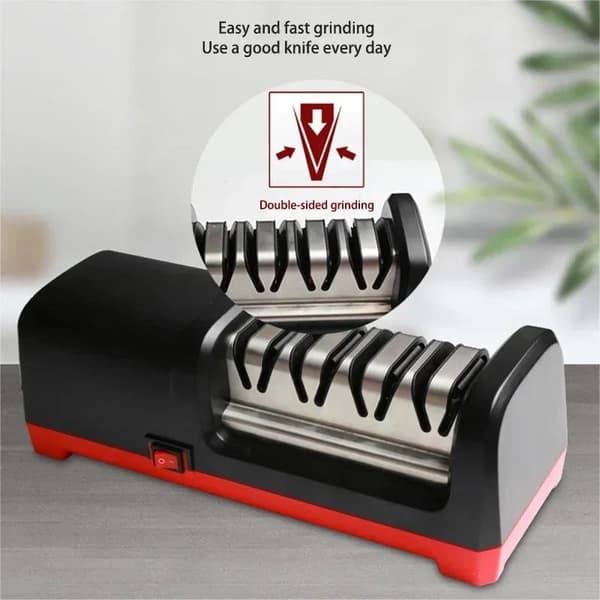 Knivsliber, 4-trins slibning, kompakt design,EU Stik, Sort