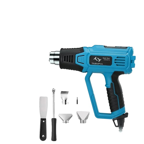 Varmluftpistol, Justerbar Temperatur, Flere Dyser,Blå