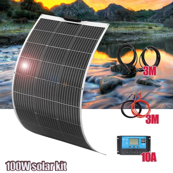Solpanel System, 200W Kapacitet, Høj Effektivitet,12V 100W solarsæt