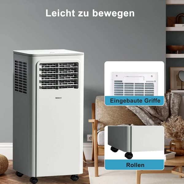 Mobil Luftkonditionering, 7000 BTU Kylning, Avfuktningsfunktion,vit