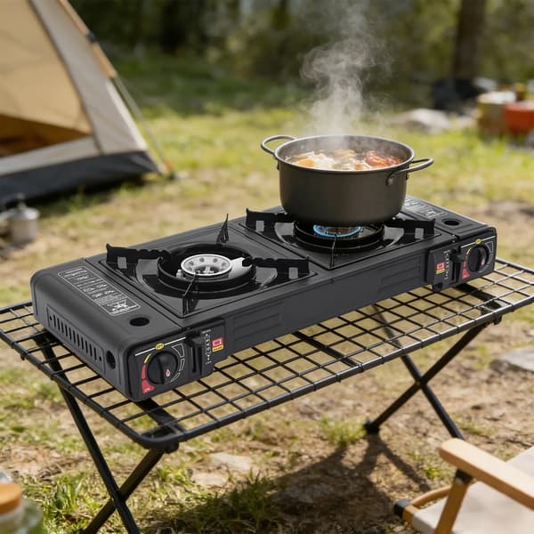 Campingkomfur, Dobbeltbrændere, Bærbart Design,2-brænder