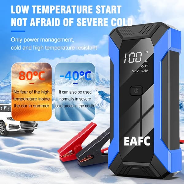 Bil Jump Starter, 1200A Spidsstrøm, Nød LED Lys,1200A