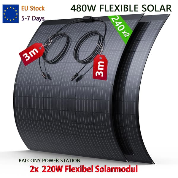 Solkit, Flexibla paneler, 800W växelriktare,240*2