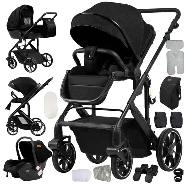 Babyskydd, 3-i-1 Design, Kompakt och Sammanfällbar,688-SVART