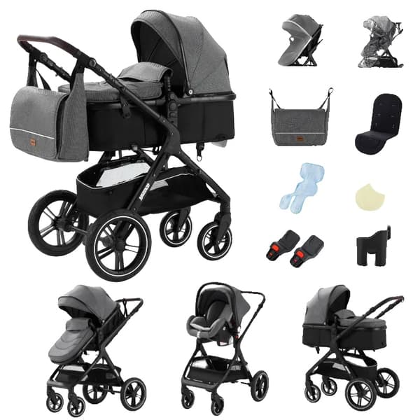 Barnvagn, kompakt reseystem, lättviktig design,X1 grå