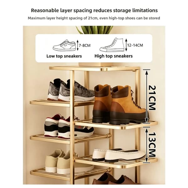 Sko Rack, 5 Niveauer, Foldbart Design,5 Tiers-Guld