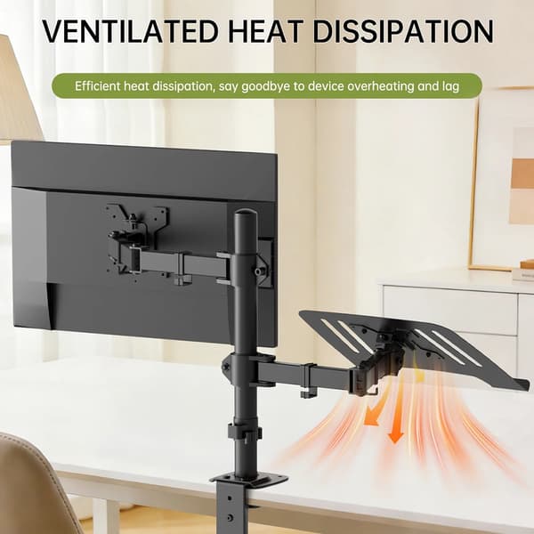 Monitorstand, 90° Rotation, Kabelhåndtering,sort