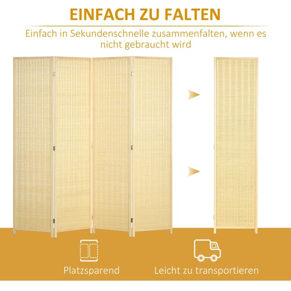 Rummdivider, 4-panel foldbart design, stilfuld privatlivsskærm,Mørk Khaki