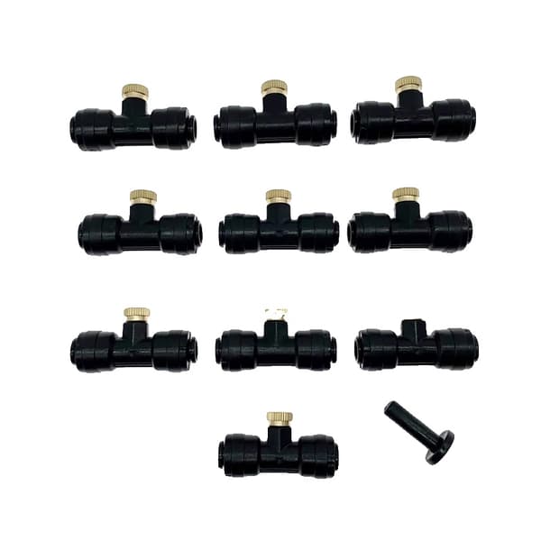 Misting Dyser, Hurtig Adgang Tee Connector, Holdbar Messing Konstruktion,10stk 0.2mm sort