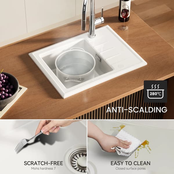Keramisk Kökshandfat, Enkelskål, Överflödesdesign,VIT
