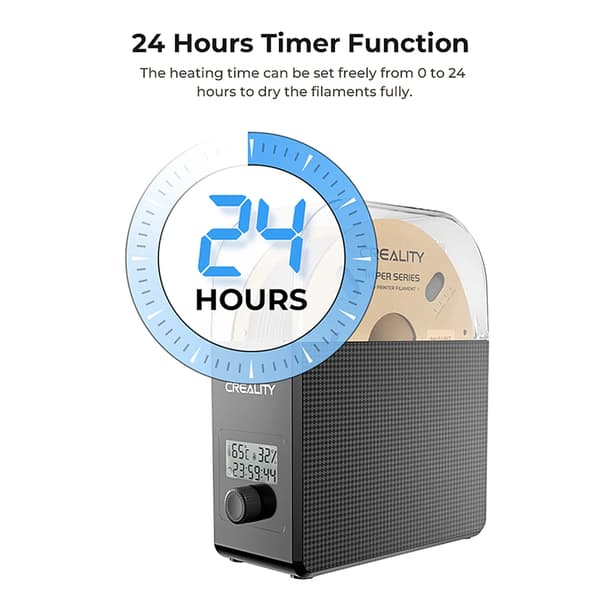 Filamenttørrer, Justerbar Temperaturkontrol, 24-Timers Timer,sort