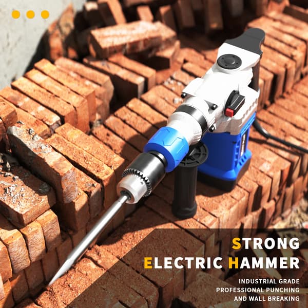 Rotary Hammer Drill, 4-funktions mångsidighet, ergonomiskt handtag,Blå