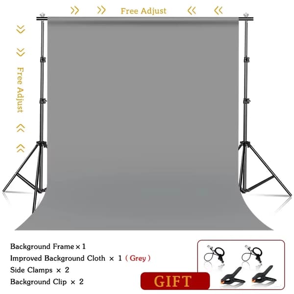 Fotografi Baggrundsstativ Kit, Justerbart Støttesystem, Holdbar Konstruktion,2000X2000mm, Grå Justerbar