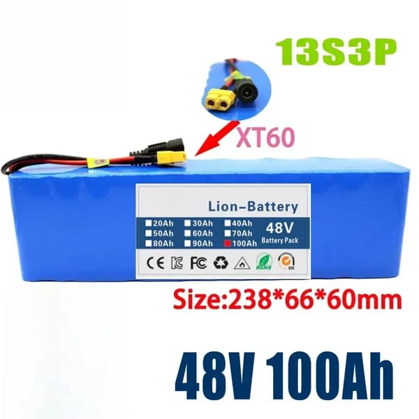 Litiumjonbatteri, 100Ah kapacitet, BMS-funktion, XT60-DC